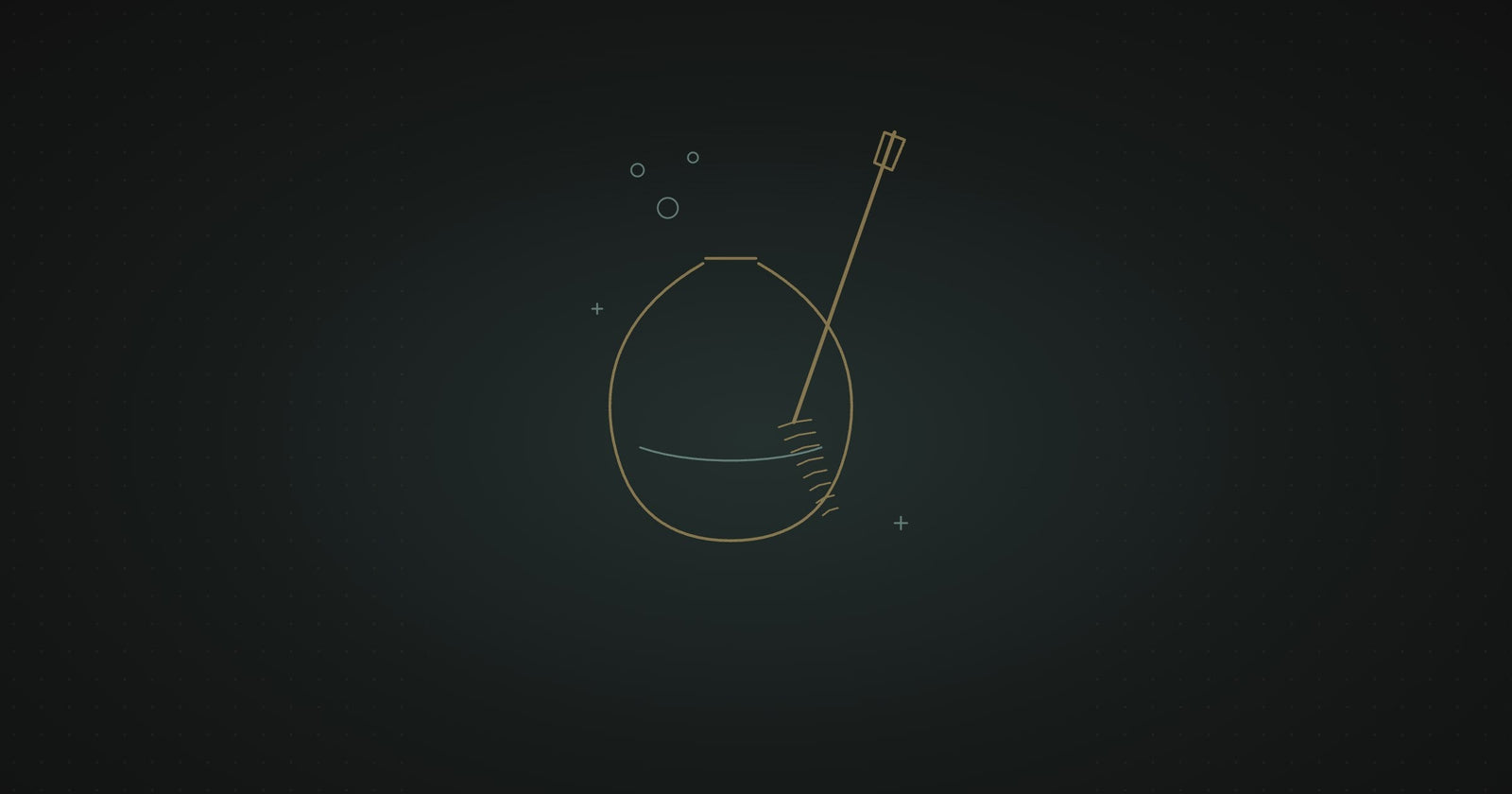 Cleaning a shisha base with a long brush, line drawing