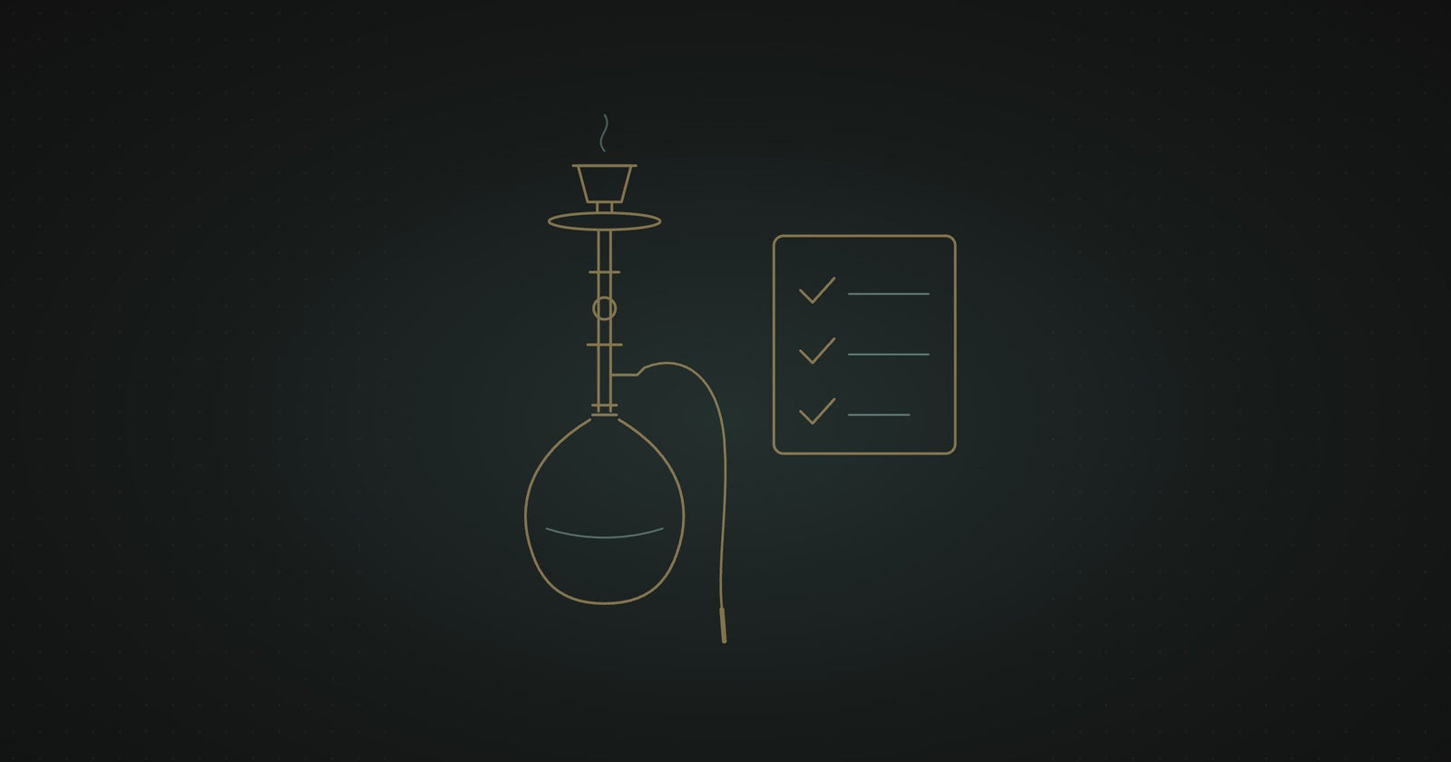 Line drawing of a shisha next to a checklist