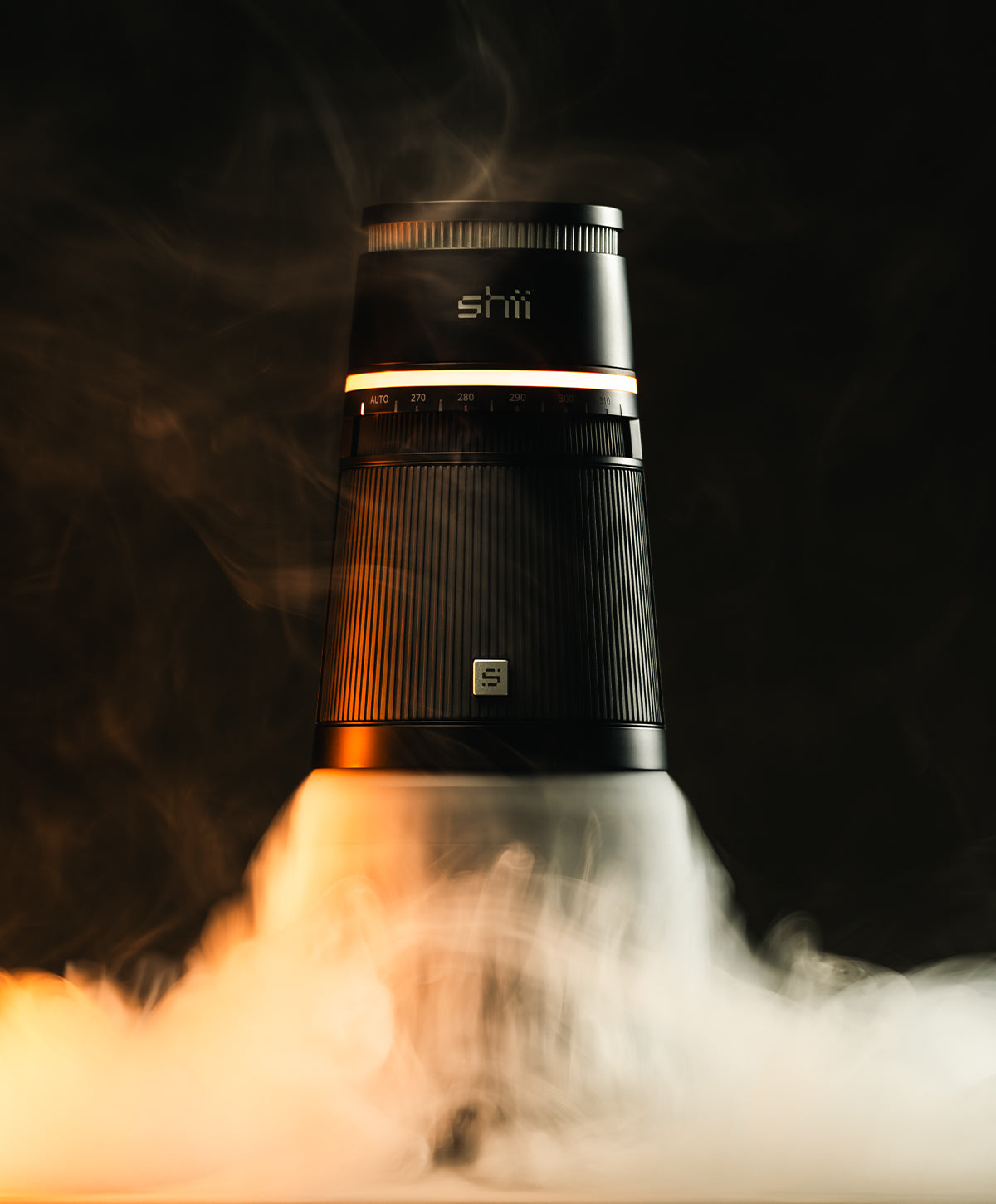 Shii all-in-one hookah in Black with its smoke waterfall