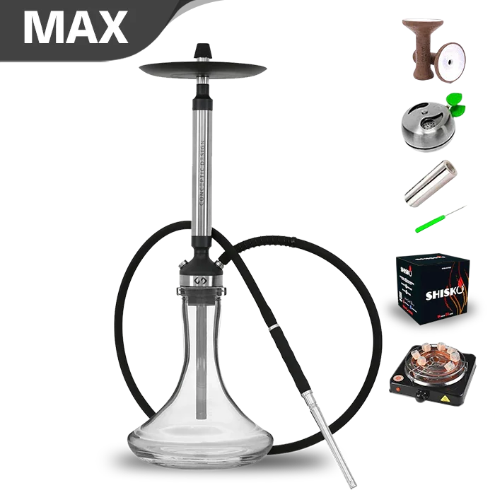 EL-Badia Conceptic Steel Hookah - Silver