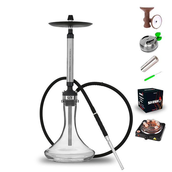 EL-Badia Conceptic Steel Hookah - Silver