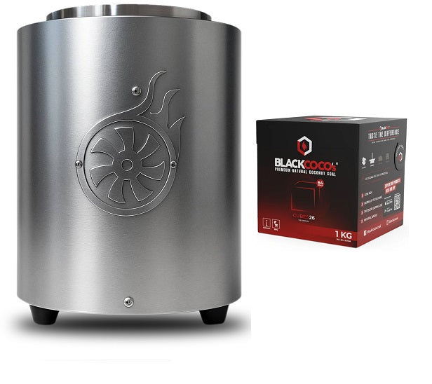 Shisha Turbine Neo Brushed Stainless Steel - Silver (With Charcoal)