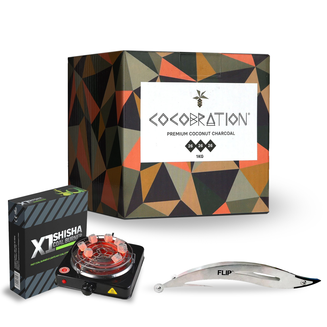 Cocobration 26mm 1kg + Flip Tong + X1 Brenner