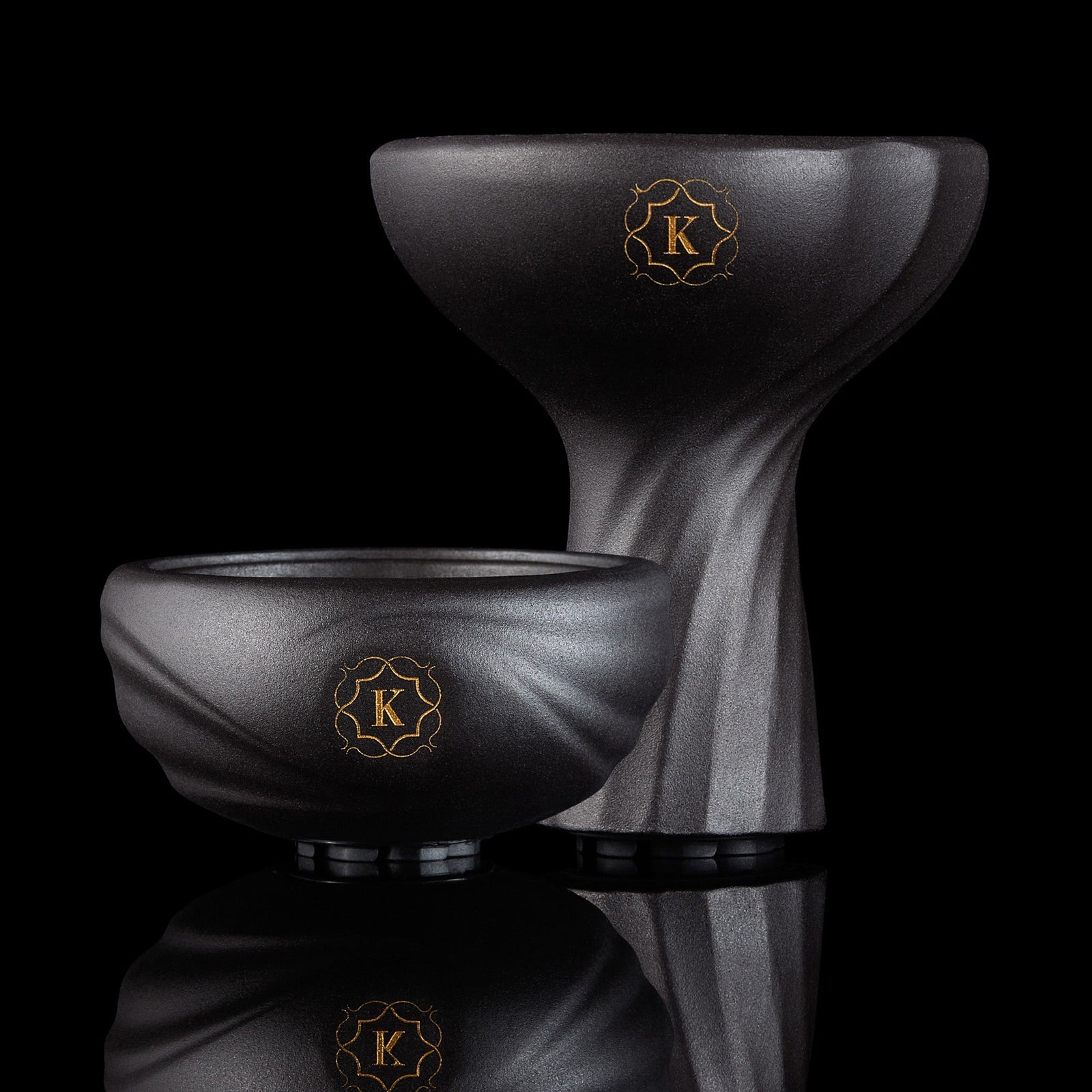Kaloud Samsaris Kore Dao Black Clay Hookah Bowl - tall and short