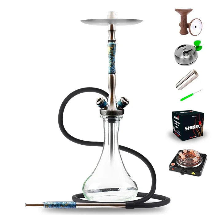 Union Hookah Fibonacci Hookah - Stabilised Wood Blue