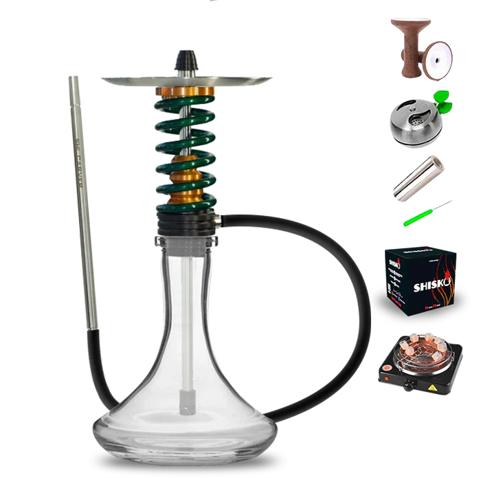 Shi Carver Static Easy Hookah - Gold Emieralde