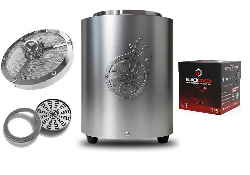 Shisha Turbine Neo Brushed Stainless Steel - Silver (With Charcoal)