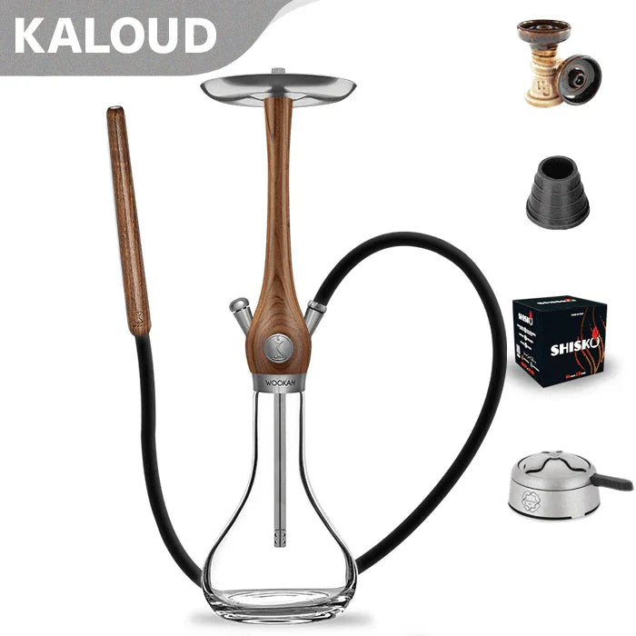 Wookah Walnut Smooth Clear Hookah