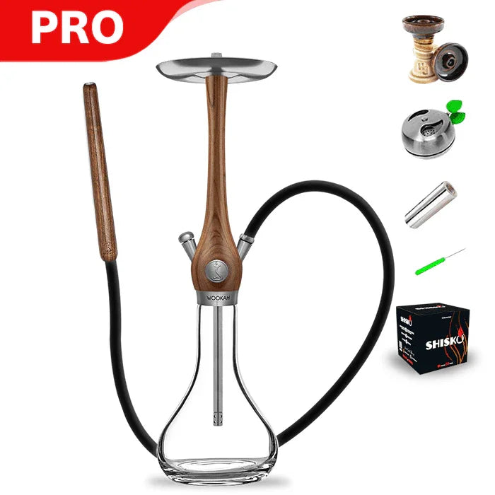 Wookah Walnut Smooth Clear Hookah
