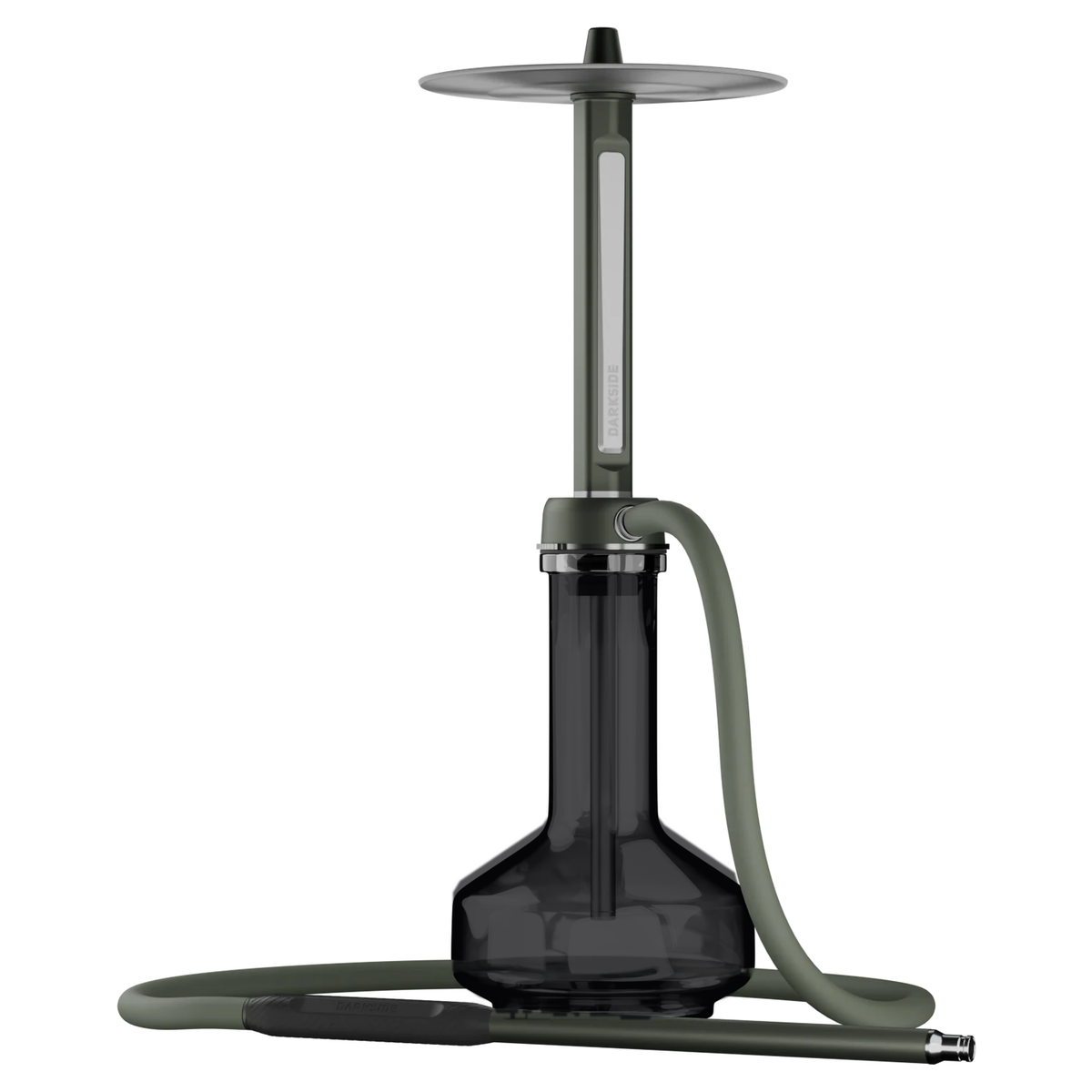 Darkside PRO Hookah in Green Chrome on the Darkside D-Glass base in Grey