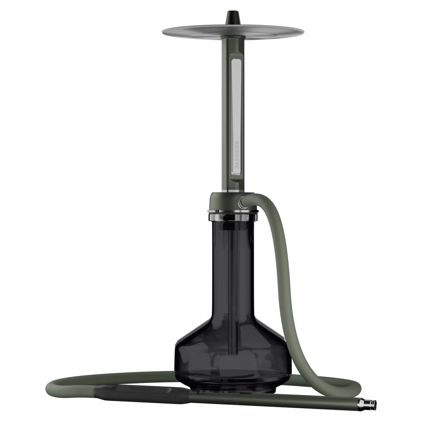 Darkside PRO Hookah in Green Chrome on the Darkside D-Glass base in Grey