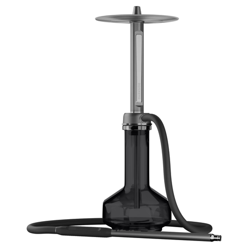 Darkside PRO Hookah in Grey Chrome on the Darkside D-Glass base in Grey