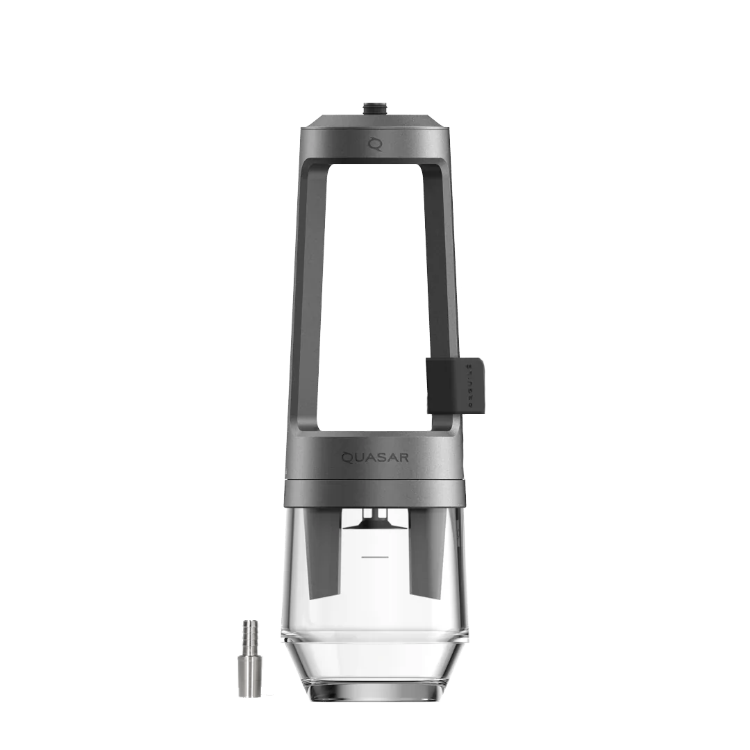Quasar Arguile Lounge Edition shisha with the black rubber hose holder and metal hose adapter