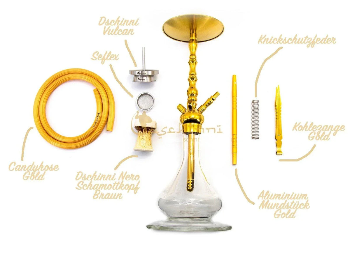 Dschinni Botan Gold Hookah Set - shishagear - UK Shisha Hookah Black Friday