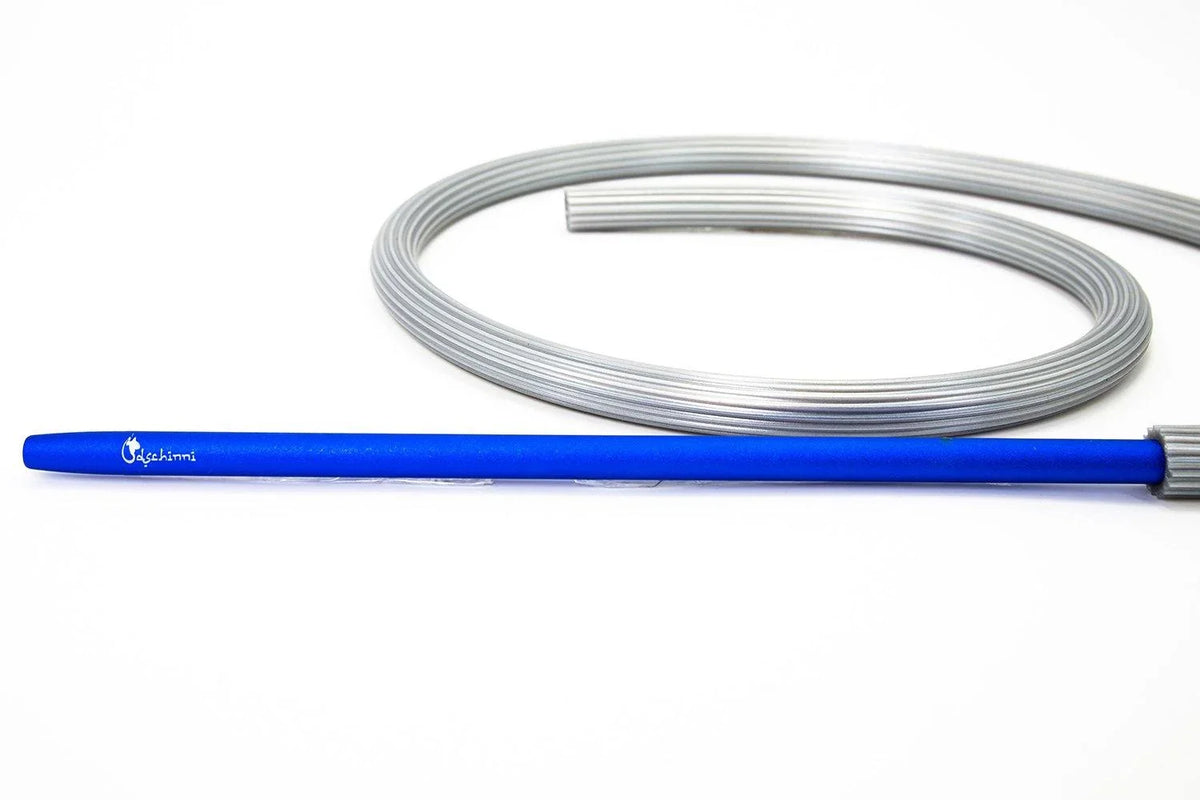Dschinni Candyhose Silver with Aluminium Blue Mouthpiece - shishagear - UK Shisha Hookah Black Friday