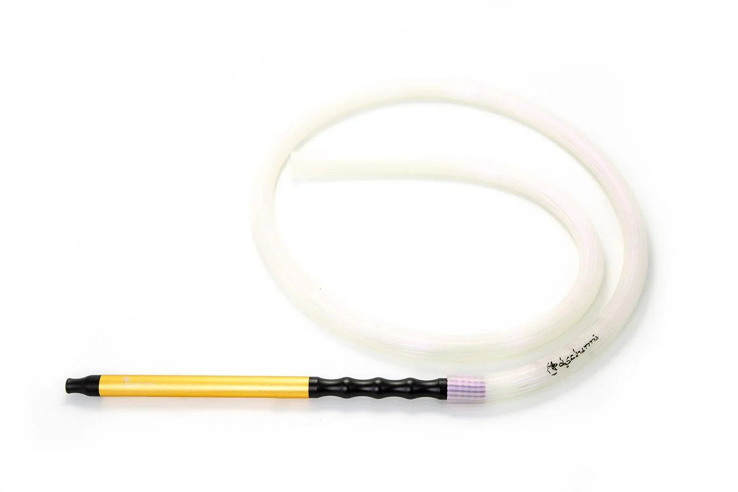 Dschinni Candyhose Silver Shiny with Aluminium Ergo Black Gold Mouthpiece - shishagear - UK Shisha Hookah Black Friday