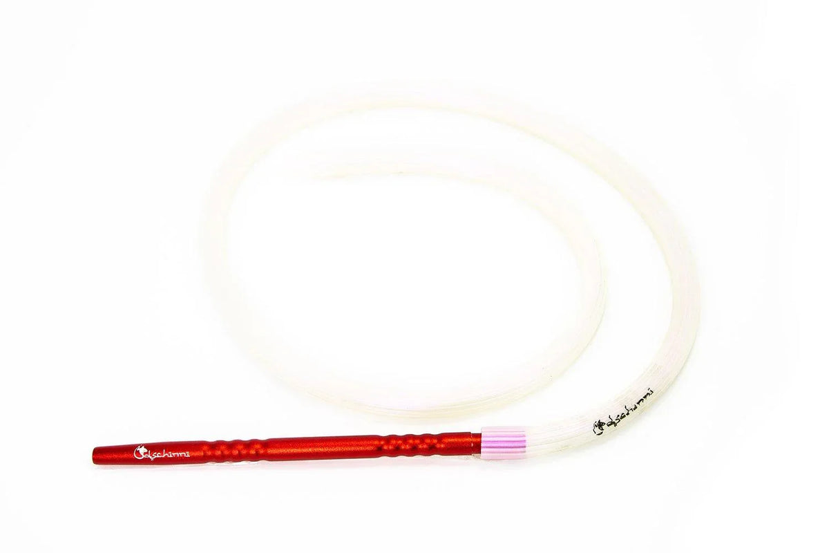 Dschinni Candyhose Silver Shiny with Aluminium Red Mouthpiece - shishagear - UK Shisha Hookah Black Friday