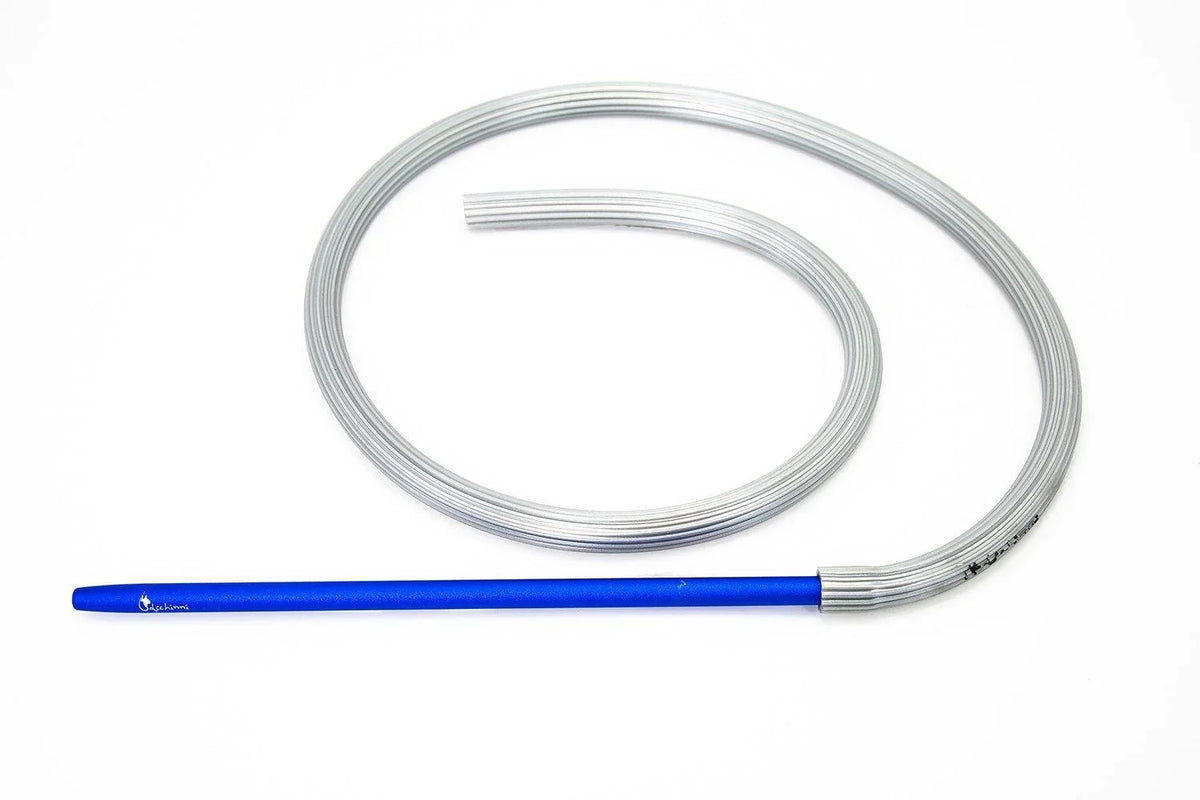Dschinni Candyhose Silver with Aluminium Blue Mouthpiece - shishagear - UK Shisha Hookah Black Friday