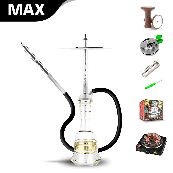 HJ SAOCCA Hookah with Bohemian Base Shisha Set - Silver - shishagear - UK Shisha Hookah