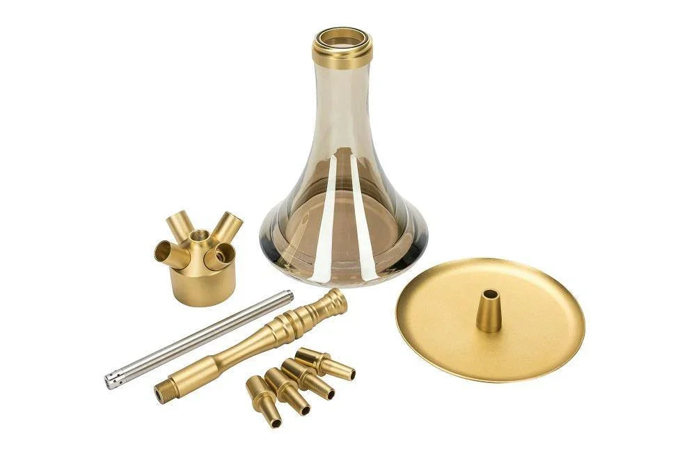 MOE&#39;S WANTED M2 Aluminium Gold MattHookah Set - shishagear - UK