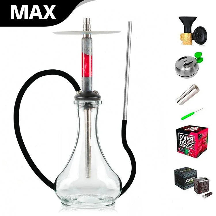 Marowood Stick Hookah With Base Set - Red Resin Stabwood - shishagear - UK Shisha Hookah Black Friday