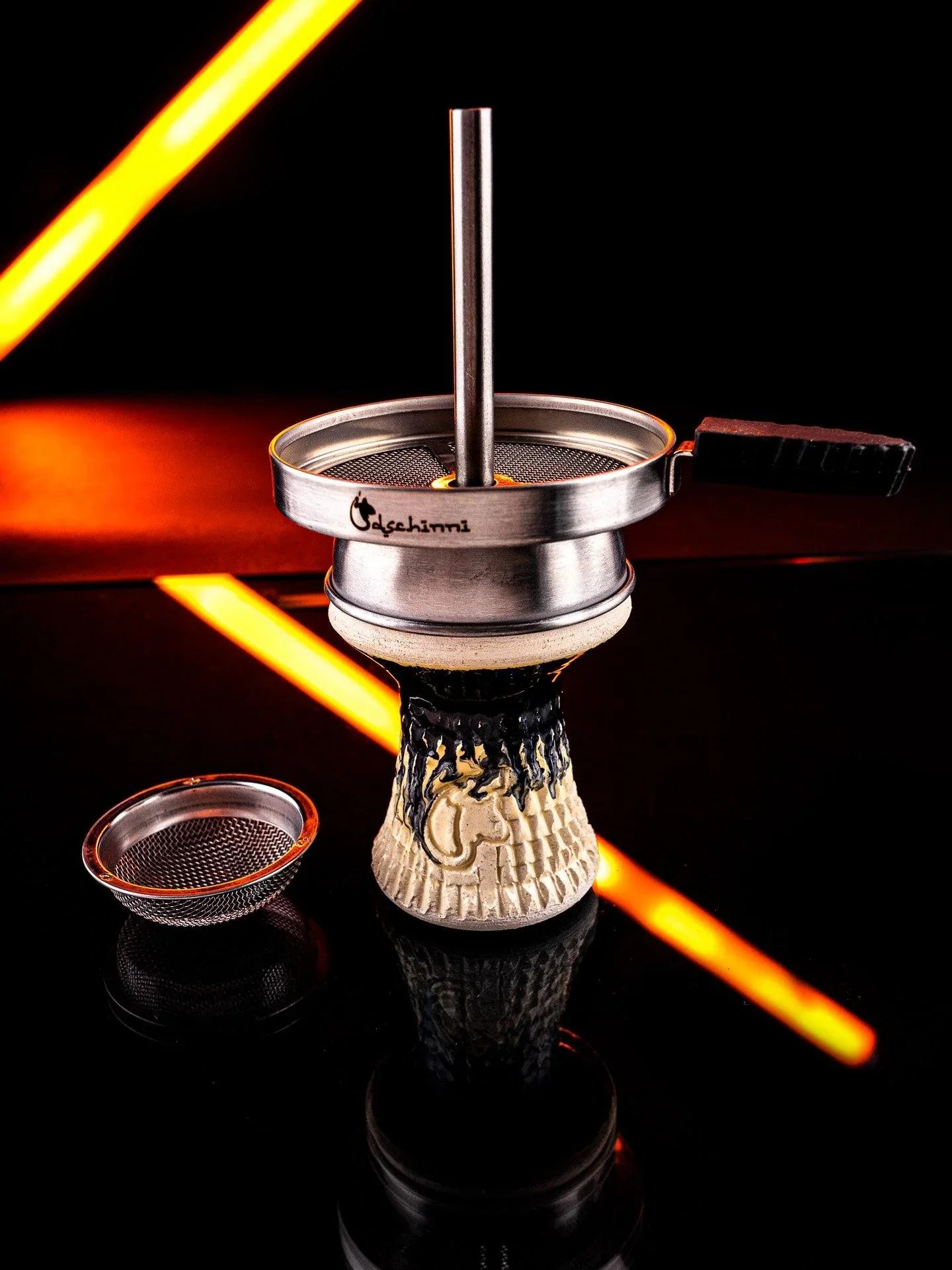 Dschinni Fireclay Nero Black Bowl with Seflex & Vulcan Chimney - shishagear - UK