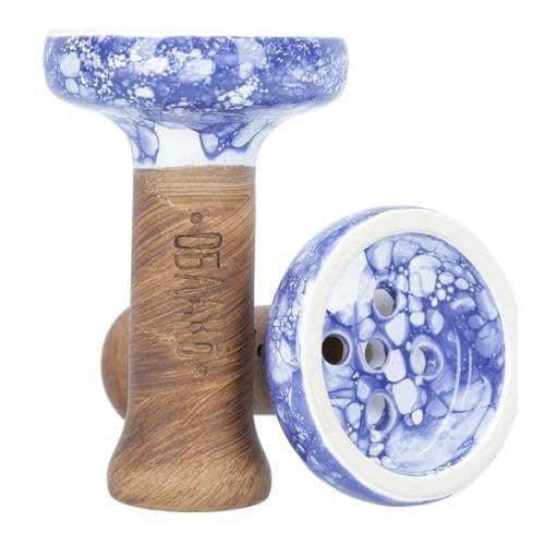Oblako Black Killer Glazed Bowl - Marble White Blue (35) - shishagear - UK Shisha Hookah Black Friday
