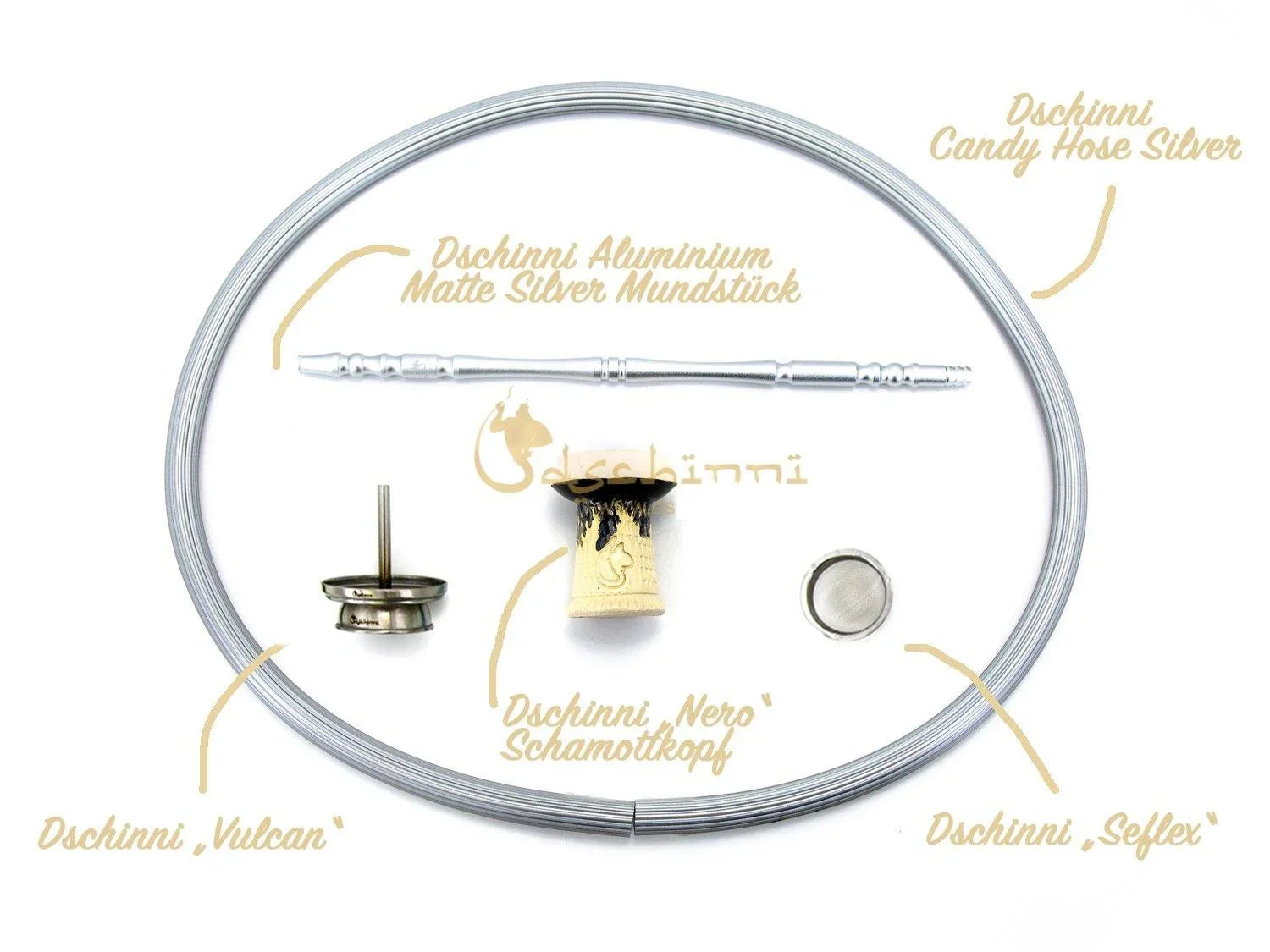 Dschinni Transformer Silver Set + ProSmoke Vulcan - shishagear - UK Shisha Hookah Black Friday