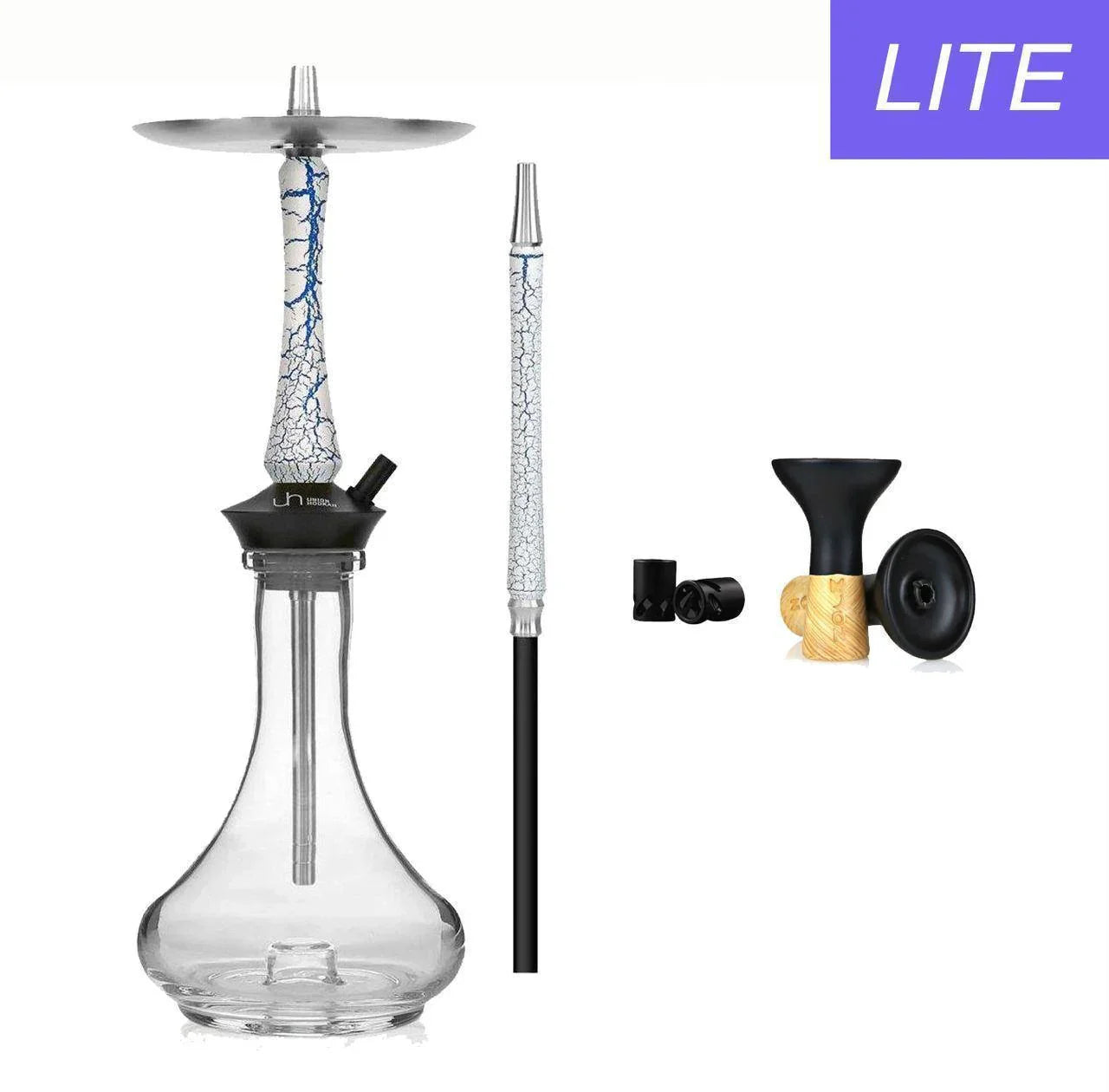 Union Hookah Sleek Crackle White Blue Set - shishagear - UK