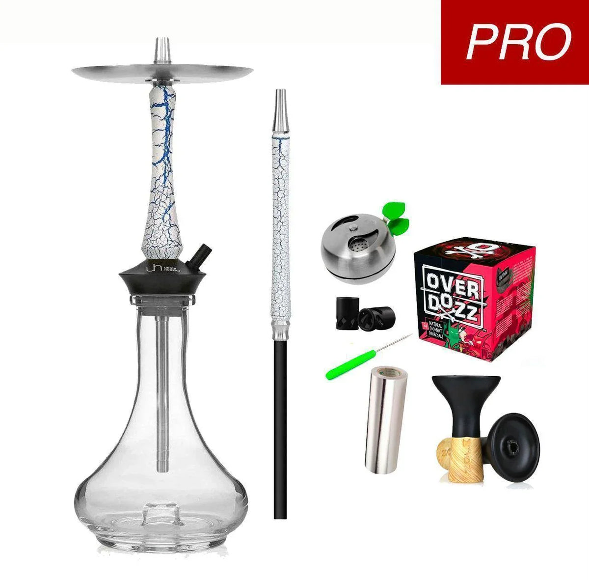 Union Hookah Sleek Crackle White Blue Set - shishagear - UK
