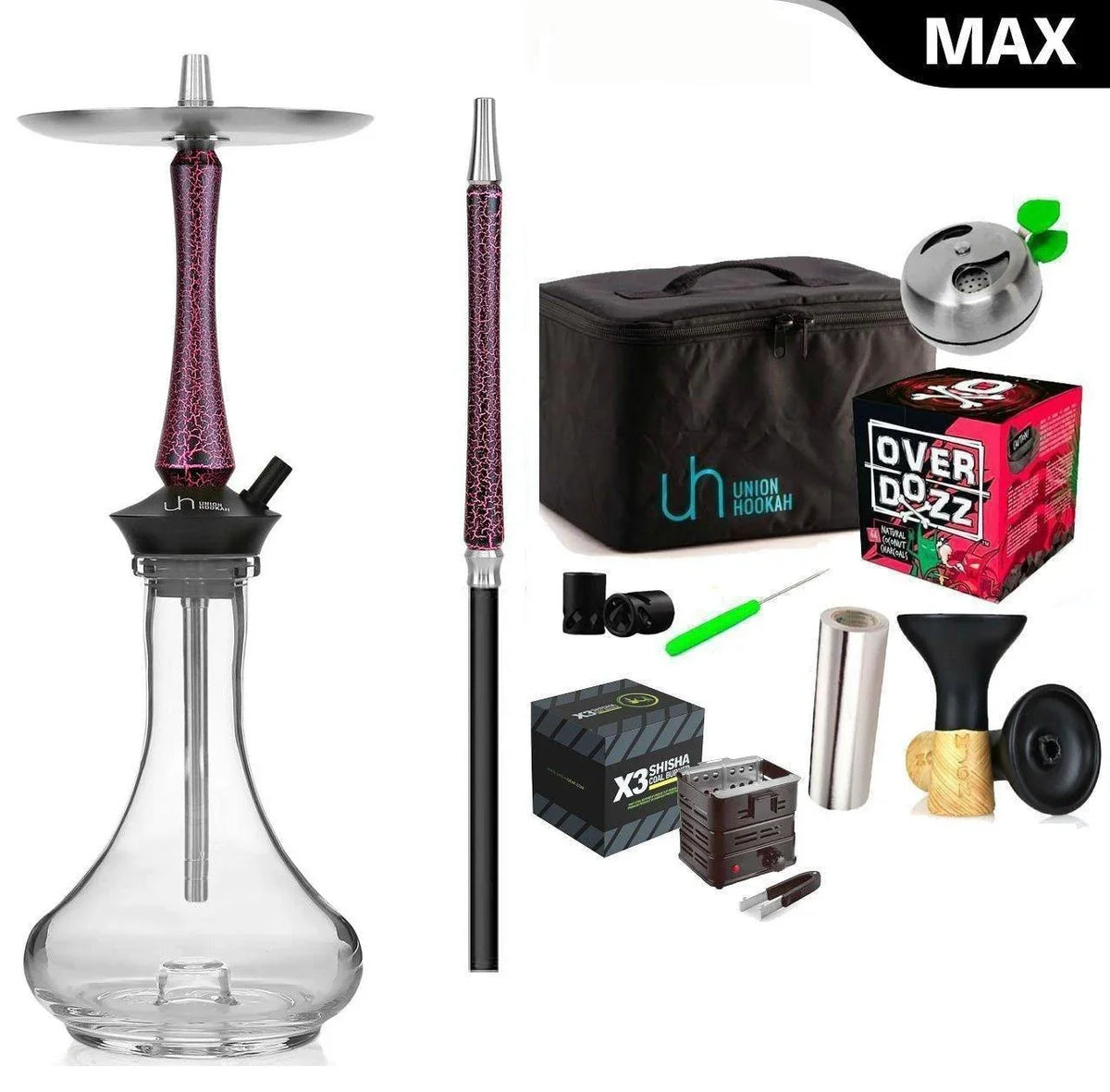 Union Hookah Sleek Cracks Black Fuchsia - shishagear - UK Shisha Hookah Black Friday
