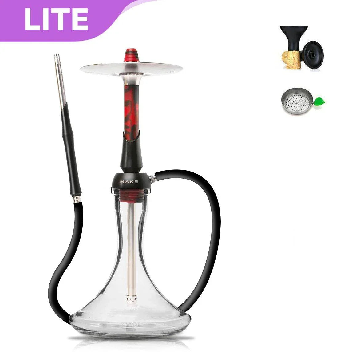 Make Hookah With Base Shisha Set - Red Acrylic - shishagear - UK