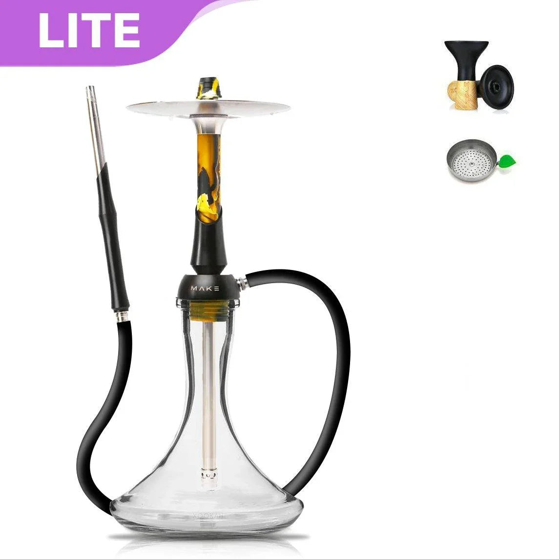 Make Hookah With Base Shisha Set - Yellow Acrylic - shishagear - UK