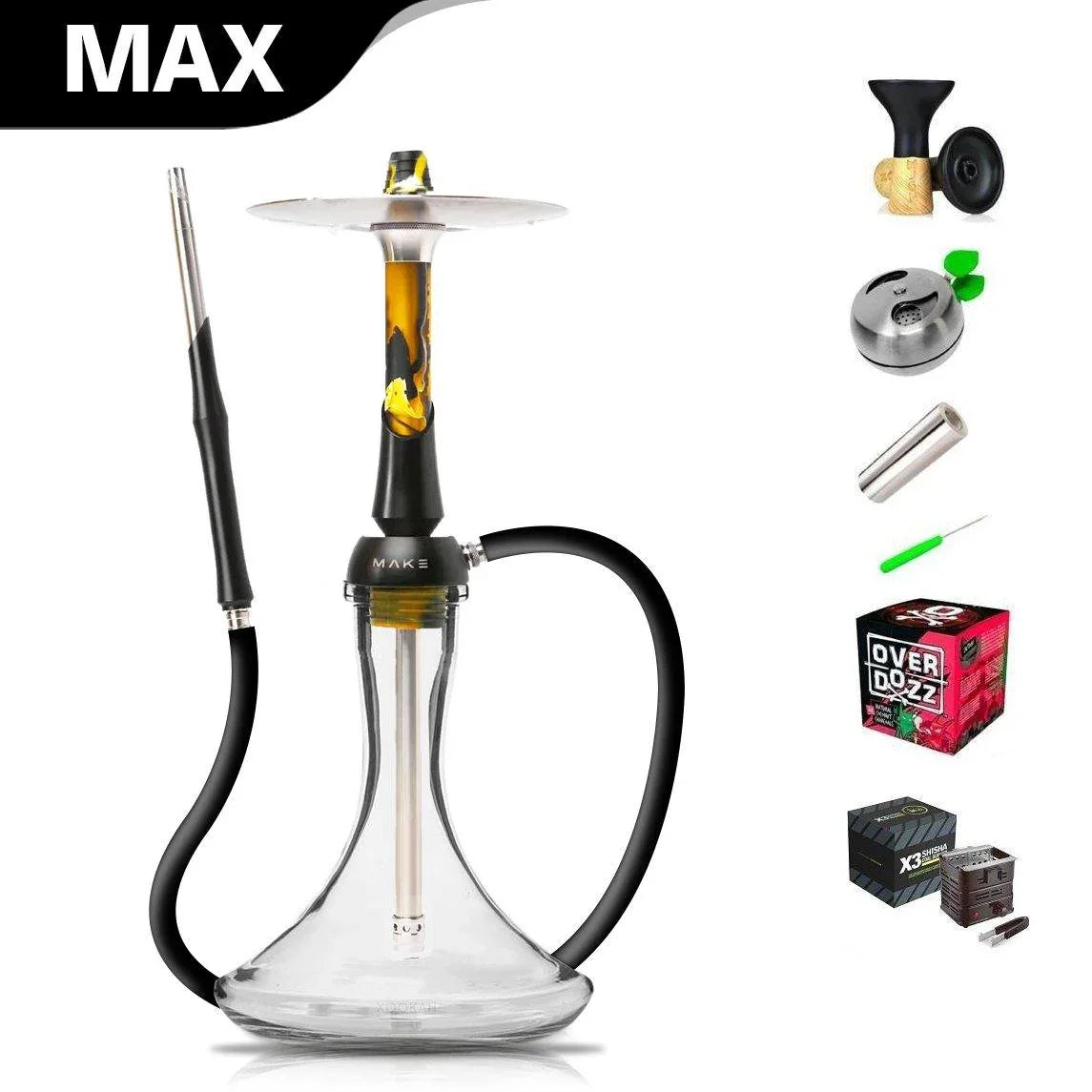 Make Hookah With Base Shisha Set - Yellow Acrylic - shishagear - UK