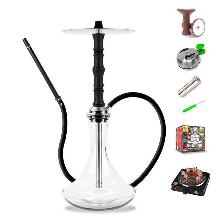 Aeon Vyro Versa Steel Sleeve Hookah Set - V1 Black - shishagear - UK Shisha Hookah