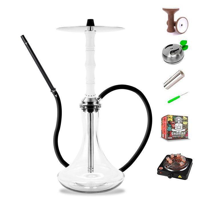 Aeon Vyro Versa Steel Sleeve Hookah Set - V1 White - shishagear - UK Shisha Hookah