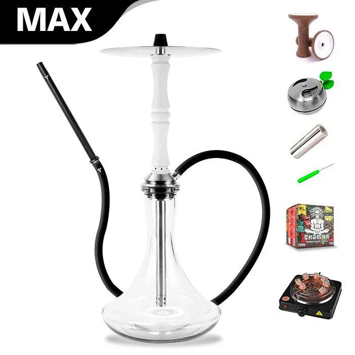 Aeon Vyro Versa Steel Sleeve Hookah Set - V3 White - shishagear - UK Shisha Hookah Black Friday