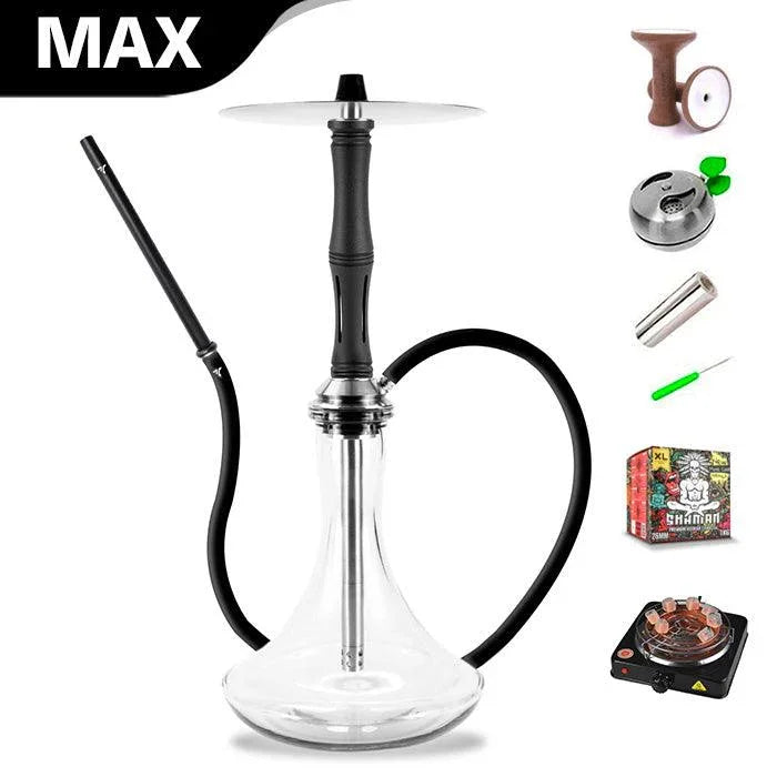 Aeon Vyro Versa Steel Sleeve Hookah Set - V4 Black - shishagear - UK Shisha Hookah Black Friday