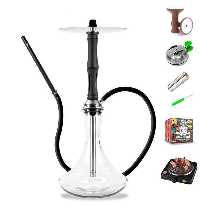 Aeon Vyro Versa Steel Sleeve Hookah Set - V4 Black - shishagear - UK Shisha Hookah