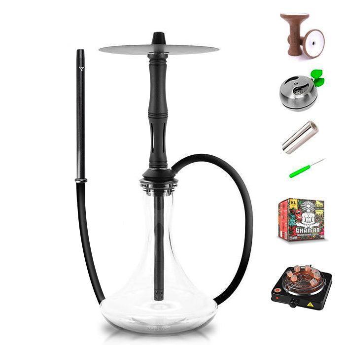 Vyro Versa with V4 Poly Black Sleeve &amp; Blow Off Hookah Set - Black - shishagear - UK Shisha Hookah