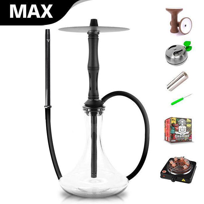 Vyro Versa with V4 Poly Black Sleeve & Blow Off Hookah Set - Black - shishagear - UK Shisha Hookah