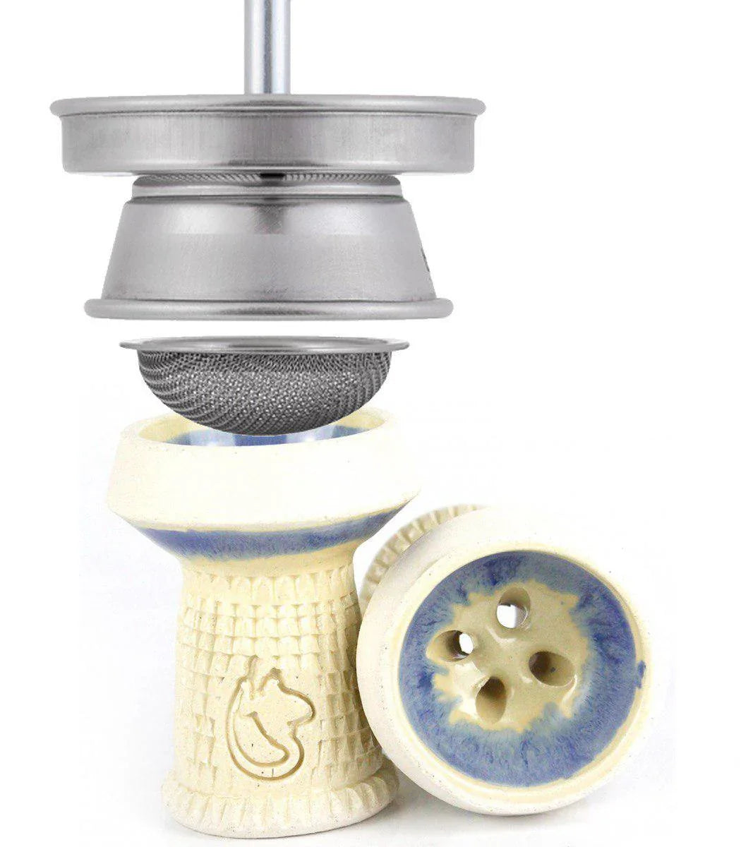 Dschinni Firebrick Nero Bowl with Seflex and Vulcan Air Chimney - Blue - shishagear - UK